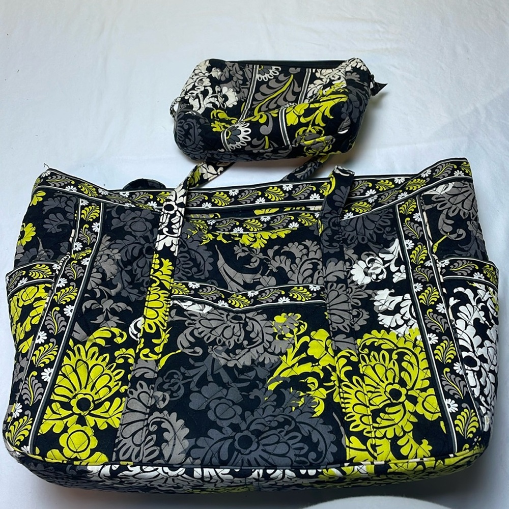 Vera Bradley Retired Baroque Large tote and Makeup Bag